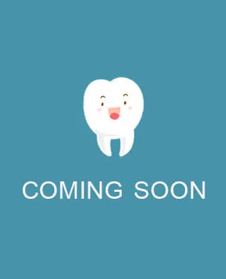 Cartoon illustration of a smiling, friendly white tooth above the text 